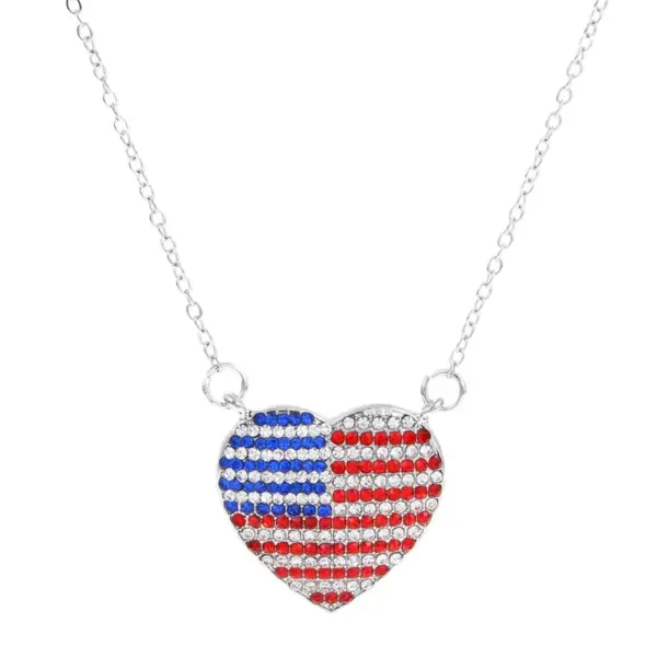 Wholesale Casual Elegant National Flag Heart Shape Zinc Alloy Cable Chain Lobster Trigger Clasp Closure Pendant Necklaces Wholesale