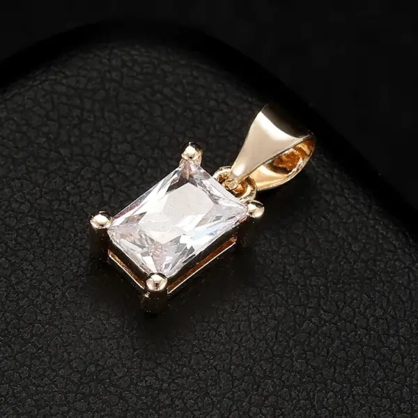 Wholesale Square Copper Pendant With 14K Real Gold Plating And Zircon Inlay In New Style