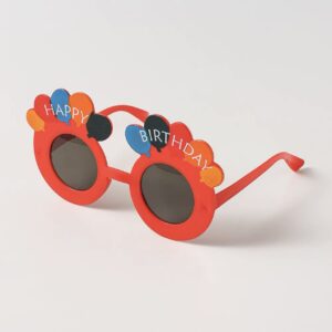 Red round frame birthday glasses / Free size