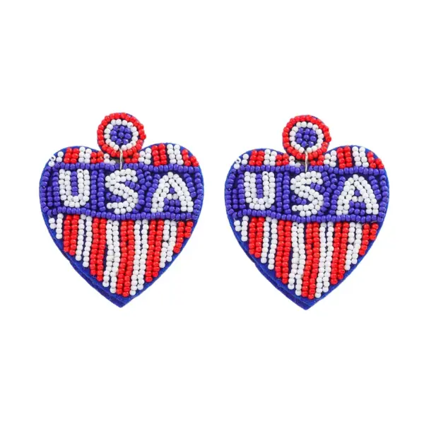 Wholesale Exaggerated Huichol Earrings For American National Day, Handmade Resin Unisex Earrings Featuring Seed Bead Inlay