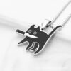 oly-cb3108510e7c902bdbf36037d15501b6 Wholesale stainless steel creative knife cat tag keychain personality fashion cartoon titanium steel drop oil necklace pendant