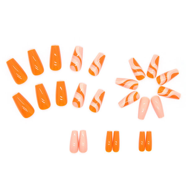 oly-cb3a33ea4ca997e609f56fc21bff8362 Wholesale Medium and long ballet armour nail patch wholesale orange ripple gorgeous color fake nails