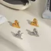 Wholesale PVD Coated Real Gold Plated 18K Gold Heart Shape 304 Stainless Steel Elegant Lady Waterproof Non Tarnish Ear Studs
