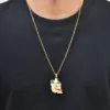oly-cb44aa66af9523419e0e544ee53828de Wholesale Independence Day Map Pendant Necklace For Unisex Featuring 304 Stainless Steel With 18K Real Gold Plated 0.03µm Thickness Cable Chain