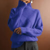 Wholesale pullover loose temperament commuter sweater solid color high collar diamond fashion sweater women
