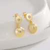 Wholesale 18K Gold Plated Copper Earrings For Women, Universal Electroplated Rhinestone Geometric Handmade Small Style Earrings For Women