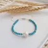 Wholesale Fashion Geometric Turquoise Freshwater Pearl Knitting Bracelets