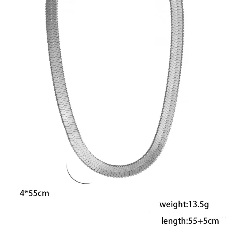 Wholesale Ion Plating (IP) 18K Gold Plated Chain Necklace 304 Stainless Steel IG Style Original Design Basic Waterproof Non Tarnish 304 Stainless Steel Lobster Trigger Clasp Closure Layered Necklaces Sweater Chain Long Necklace - Silver, 4mm Wide, 55 5cm Long
