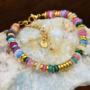 Wholesale Spring and Summer Dopamine Color Natural Stone Beaded Bracelet for Girls, Light Luxury and High-End Crystal Bracelet That Does Not Fade Jewelry