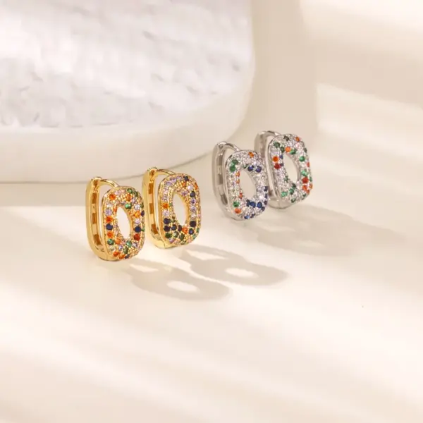 Wholesale Women’s Waterproof Non Tarnish Cross Stud Earrings In Copper With 18K Real Gold PVD Coating And Zircon Inlay