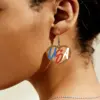 Wholesale Retro White Star Print Acrylic Drop Earrings With 304 Stainless Steel Ear Pins For Women