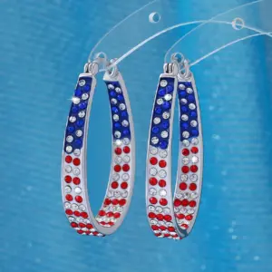 Wholesale 1 Pair Elegant Shiny American Flag Copper Alloy Earrings