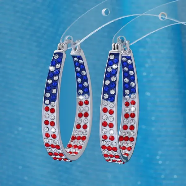 Wholesale 1 Pair Elegant Shiny American Flag Copper Alloy Earrings