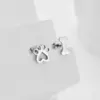 Wholesale Design Sensation Niche Student Sweet Cat Paw Dog Paw Bone Earrings Luxury Asymmetric Studs Golden Butterfly Cap Stainless Steel