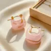 Wholesale Round Waterproof Non Tarnish Stud Earrings For Women In 18K Real Gold Plated 304 Stainless Steel With Acrylic Inlay, PVD Coated