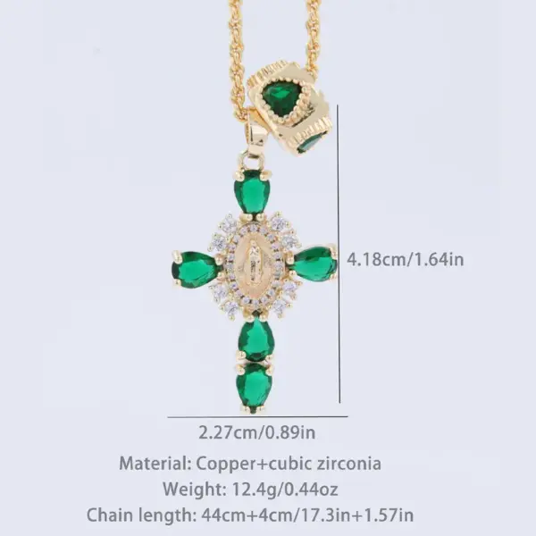 Wholesale 1 Pcs Green Series Cross Creative Pendant Copper Plating 18K Gold Inlaid Cubic Zirconia Necklace With Piercing Love Heart Dot Accessories Removable Wear Simple Fashion For Men Women Daily Wear