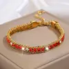 Wholesale Geometric Waterproof Women's Bracelets, 304 Stainless Steel With 18K Gold Electroplated And Zircon Inlay