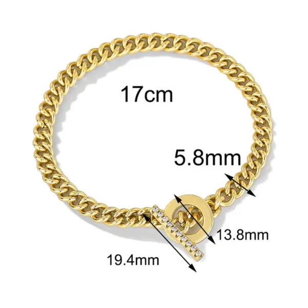 Wholesale Handmade Geometric Bracelets For Women In Copper With 18K Real Gold Electroplated And Rhinestone Inlay