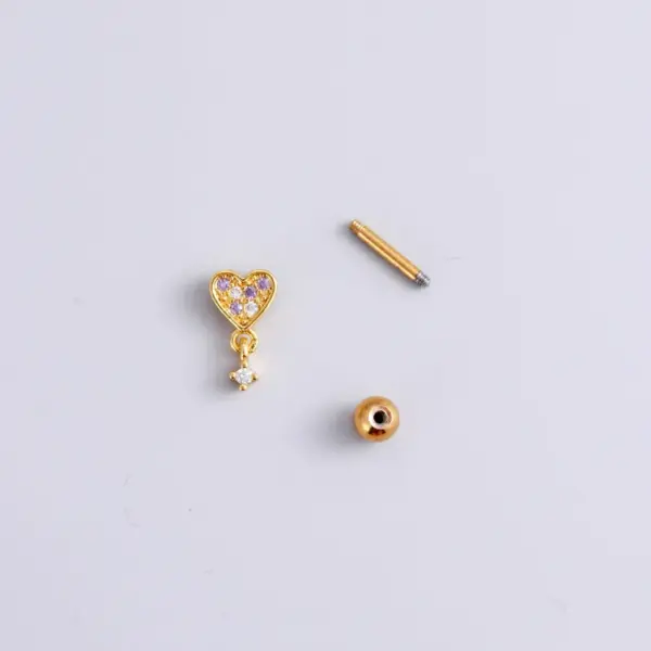oly-cbe26e3fcc2edb6f11bbef4c45d8d84e Wholesale 1 Piece 316L Stainless Steel Copper Zircon Ear Cartilage Rings & Studs Heart Shape Waterproof Non Tarnish Surgical Steel Women'S