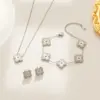 Wholesale Lucky Heart Jewelry Set For Women By Litmus, 304 Stainless Steel With 18K Real Gold PVD Coated, Featuring Cable Chain
