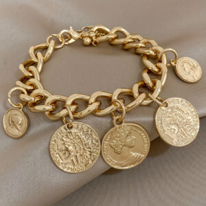 Wholesale Thick Chain Bracelet Woman Like Coin Exaggerated Punk Hip-hop Bracelet Geometric Accessories