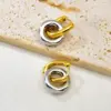 Wholesale E10 Minimalist Circle Earrings Double Layer Circle Splicing Ear Jewelry Stainless Steel 18k Gold Women's Accessories
