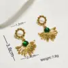 Wholesale 304 Stainless Steel Sector Electroplating Golden Plated Elegant Classical Beach Waterproof Non Tarnish Gold Drop Earrings