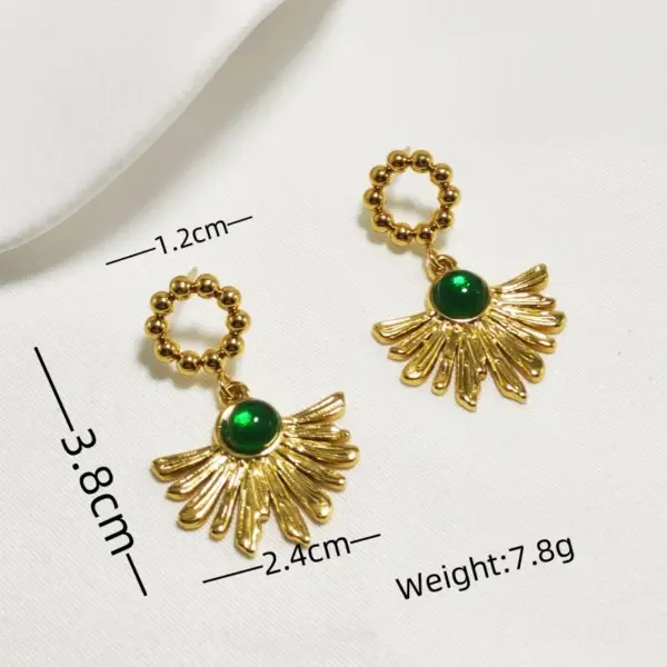 Wholesale 304 Stainless Steel Sector Electroplating Golden Plated Elegant Classical Beach Waterproof Non Tarnish Gold Drop Earrings