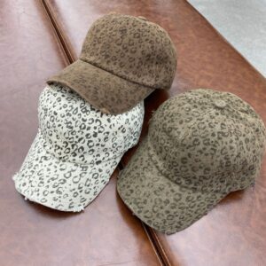 Wholesale Internet Popular Style Big Head Cap Women's Fashion Leopard Print Soft Top Baseball Cap Women's Korean Style Street Ripped Cap