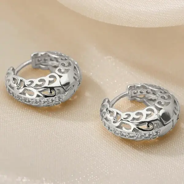 Wholesale Geometric Inlay Earrings For Women In Copper With KC Golden Plated Water Plating And Zircon Inlay