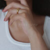 Wholesale Jewelry Wide and Narrow Curved Ring Women’s Titanium Steel Gold-Plated Creative Fashion Trendy Bright Retro Ring