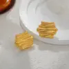 Wholesale Copper Irregular PVD Coated 18K Real Gold Plated Retro British Style Ear Studs