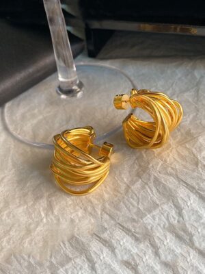 Wholesale 2023 autumn and winter new gold-plated hollow winding C- shaped circle earrings retro high-end earrings