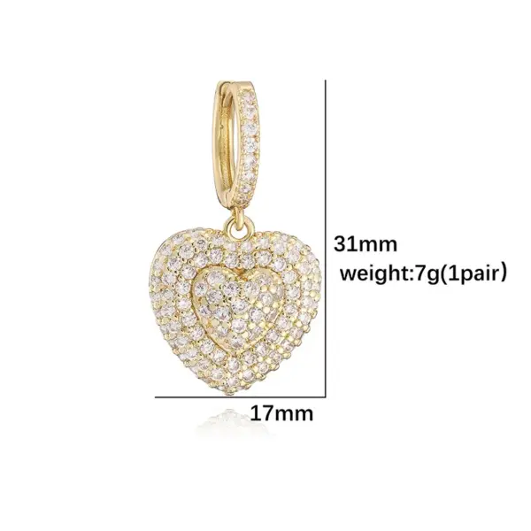 Wholesale Heart Shape Jewelry Set For Women With Zircon Inlay, 18K Real Gold Plated Copper, Water Plating And Twisted Rope Chain