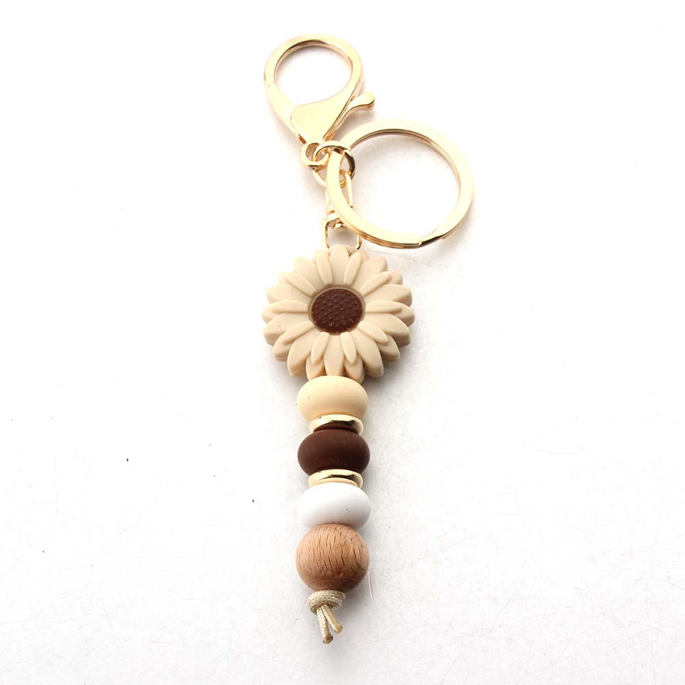 Wholesale Explosive cross-border silicone beads daisy keychain ladies bag chain sunflower pendant DIY small accessories