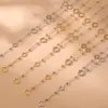 Wholesale 5A Zirconia Flower Small Beads Glue Diamond Lockbone Necklace 18K Gold Plated Stainless Steel Versatile Y-Shaped Jewelry Accessory