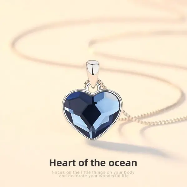 Wholesale 925 Sterling Silver Heart Necklace For Women With Austrian Crystal Pendant Cross Jesus 3D Printed Fashion Collarbone Chain Jewelry