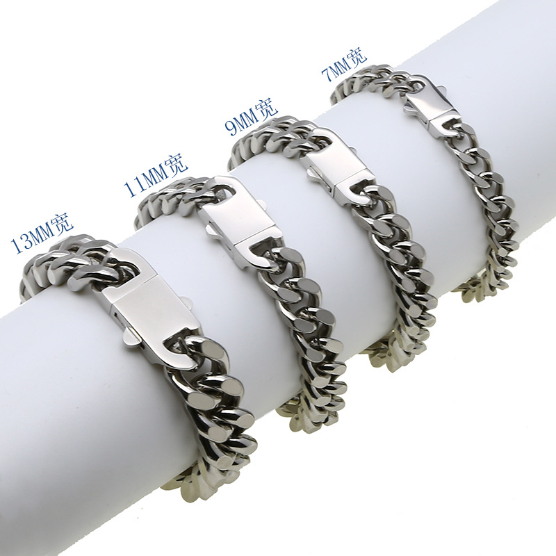 Wholesale Stainless Steel Titanium Steel Cuban Bracelet with Non-Fading and Faceted on All Sides, New Simple Store Treasure