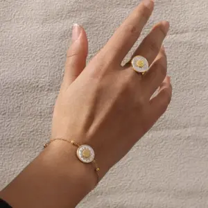 Wholesale Sun Independence Day Jewelry Set For Unisex Featuring 304 Stainless Steel With 18K Real Gold Plated Ball Chain