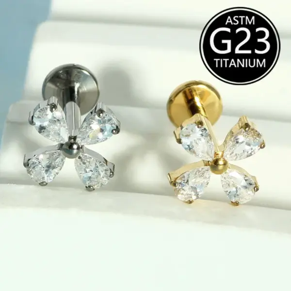 oly-cc6030bbe52f7d9c5b3c9e6df588ea03 Wholesale G23 Titanium Alloy Piercing Jewelry Flower Inlaid Zircon Lip Stud Lip Ring Nose Stud Helix Stud Ear Cartilage Stud In Stock