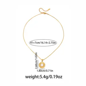 Water Drop Pleated Round Pendant Pearl Necklace