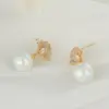 Wholesale Ginkgo Leaf Stud Earrings For Women With 925 Sterling Silver Posts And Copper Base Inlaid With Zircon In Simple Style