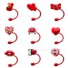 oly-cc76ba60255ec721b3d82d040fbd3357 Wholesale Valentine's Day Love Straw Cap Straw Sleeve Silicone Dust Plug Cute Party Straw Decorations