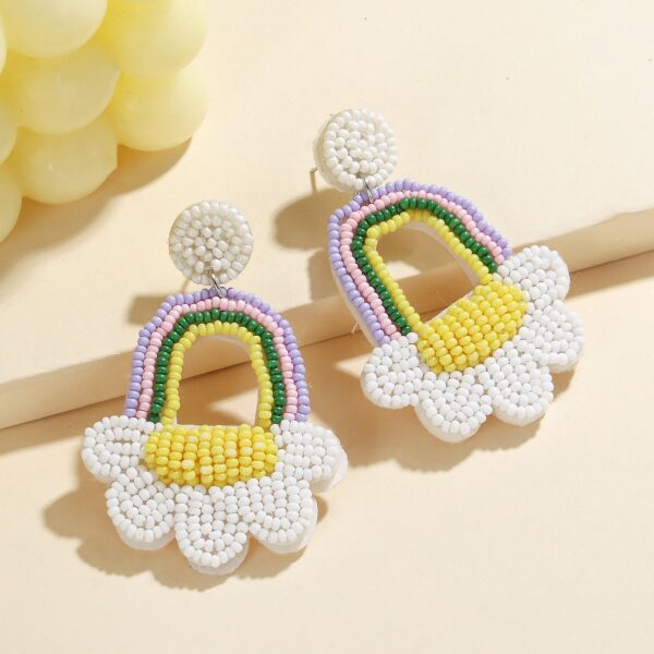 oly-cc79007413230253e0d546f6d577ee90 Wholesale Easter Beaded Earrings Handmade Fabric Rice Beads Bohemian Creative Bunny Flower Basket Earrings