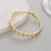 Wholesale Women’s Copper Bangle With Zircon Inlay, Electroplated With 14K Real Gold For Elegant Style