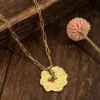 Wholesale Maple Leaf Waterproof Women's Necklace In 304 Stainless Steel With 18K Gold Plated Finish And Zircon Inlay On Box Chain