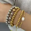 Wholesale 304 Stainless Steel Geometric PVD Coated 14K Gold Plated 18K Gold Plated Streetwear Ball Chain Bracelets