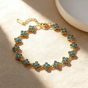 Light Blue Diamond Gold Bracelet