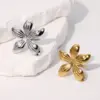 Wholesale PVD Coated Real Gold Plated 18K Gold Flower 304 Stainless Steel Vacation Modern Style Simple Style Waterproof Non Tarnish Open Rings