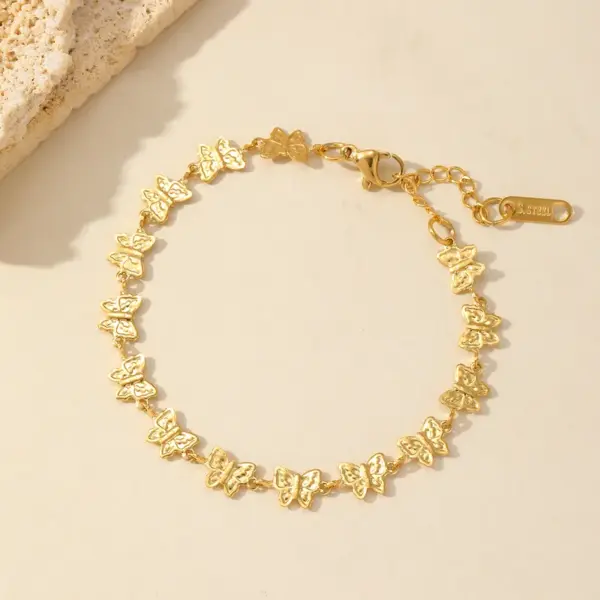 Wholesale PVD Coated Real Gold Plated Butterfly Titanium Steel Simple Style Classic Style Waterproof Non Tarnish Titanium Steel Bracelets